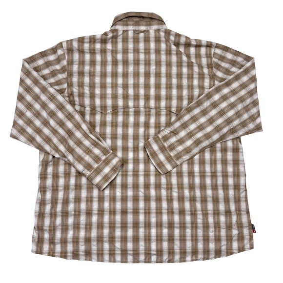 Simms Fishing Shirt Mens Size 3XL Tan Plaid Snap Button Down Outdoors Vented - Picture 2 of 11